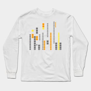 Geometric Pixel pattern orange gray Long Sleeve T-Shirt